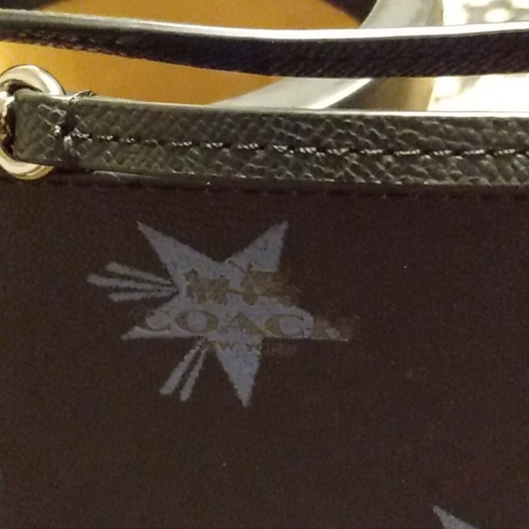 NWOT COACH Black Blue Stars Corner Zip Wristlet Wallet 6X4 - Picture 4 of 7